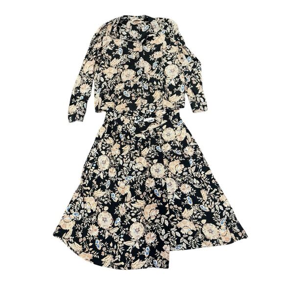 Sezane Floral Matching Set Blouse + Skirt 46 / US 12 100% Cotton & Viscose - Picture 5 of 14